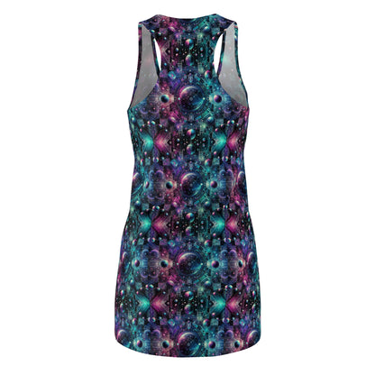 Galactic Hues Tech-Forward Cosmic Fusion Women's Cut & Sew Racerback Dress - 8404 Design-59