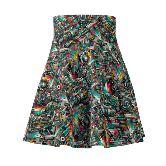 Urban Graffiti Fusion Eclectic Street Art Meets Modern Tech Culture Women's Skater Skirt - 8404 Design-51
