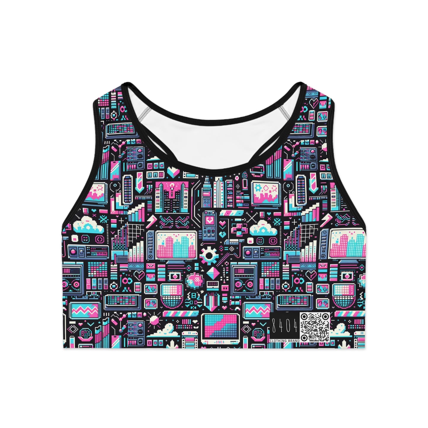 Digital Rebellion Youthful Streetwear with a Rebellious Digital Twist Sports Bra - 8404 Design-71