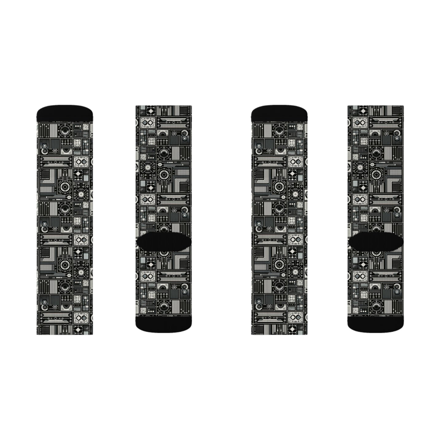 Digital Minimalism Minimalist Tech Sublimation Socks - 8404 Design-62