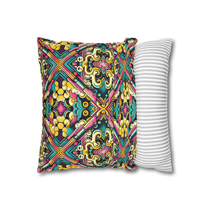 Neon Pop Art Revival Pop Culture Retro Spun Polyester Square Pillowcase - 8404 Design-59