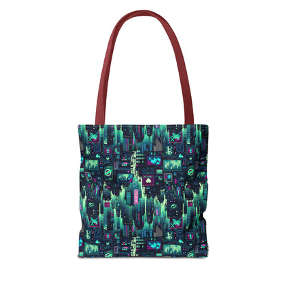 Tech Noir Graphics Futuristic Cyberpunk Tote Bag - 8404 Design-52