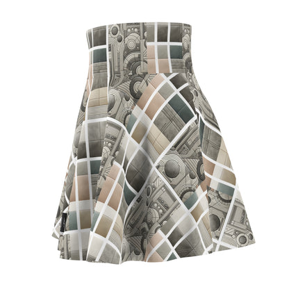 Tech Utility Chic Tech-Forward Minimalist Women's Skater Skirt - 8404 Design-59