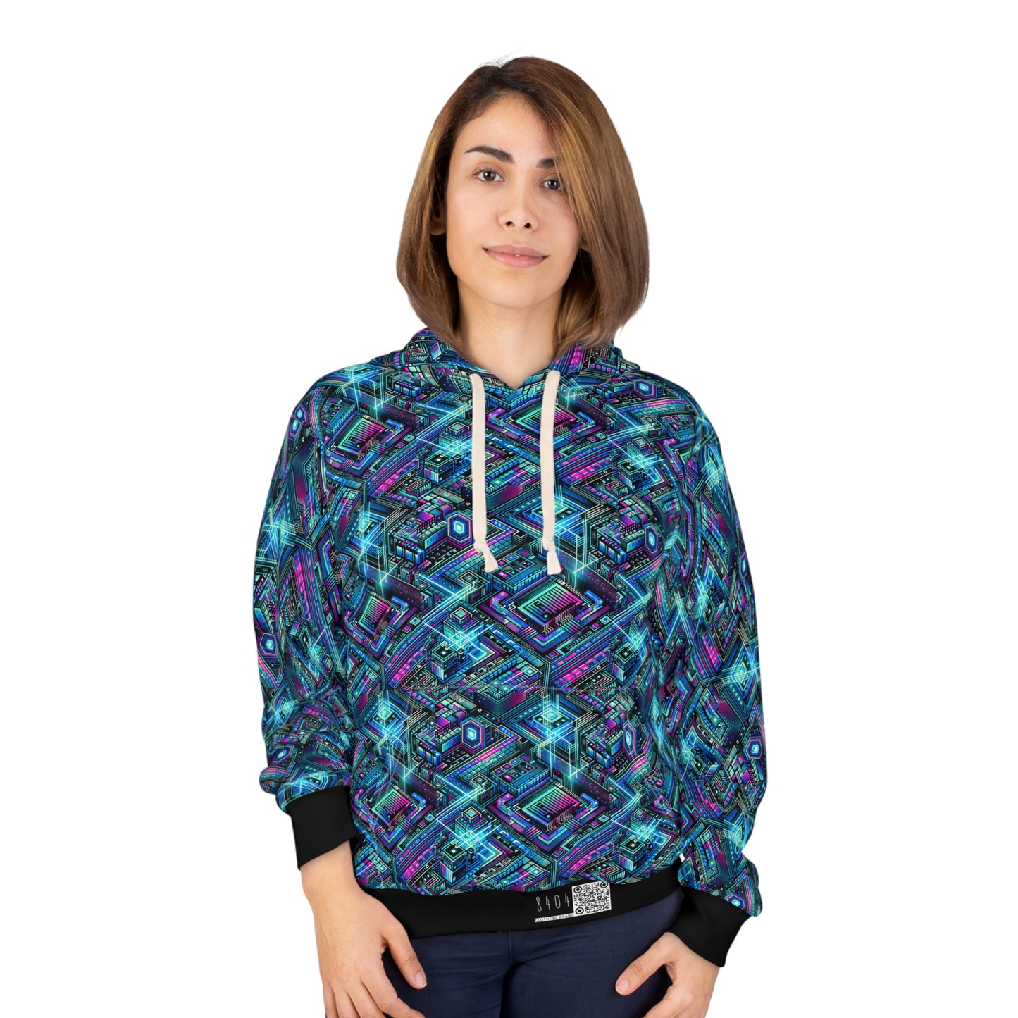 Digital Dreamland Futuristic Tech Aesthetic Pullover Hoodie - 8404 Design-42