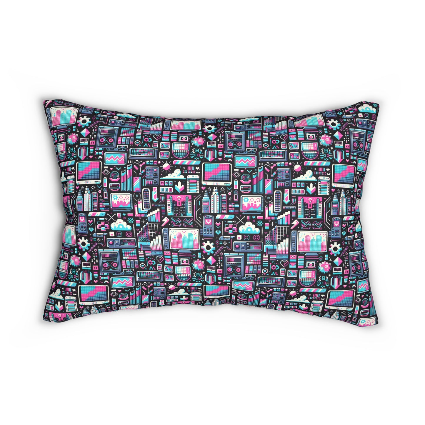 Digital Rebellion Youthful Streetwear with a Rebellious Digital Twist Spun Polyester Lumbar Pillow - 8404 Design-71 B