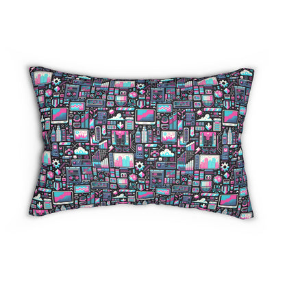 Digital Rebellion Youthful Streetwear with a Rebellious Digital Twist Spun Polyester Lumbar Pillow - 8404 Design-71 B