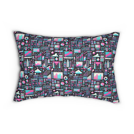 Digital Rebellion Youthful Streetwear with a Rebellious Digital Twist Spun Polyester Lumbar Pillow - 8404 Design-71 B