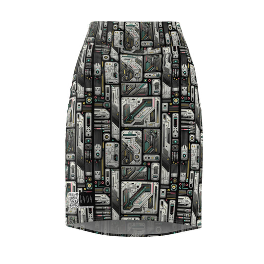 Tech Utility Gear Tech-Forward Minimalism Women's Pencil Skirt - 8404 Design-45