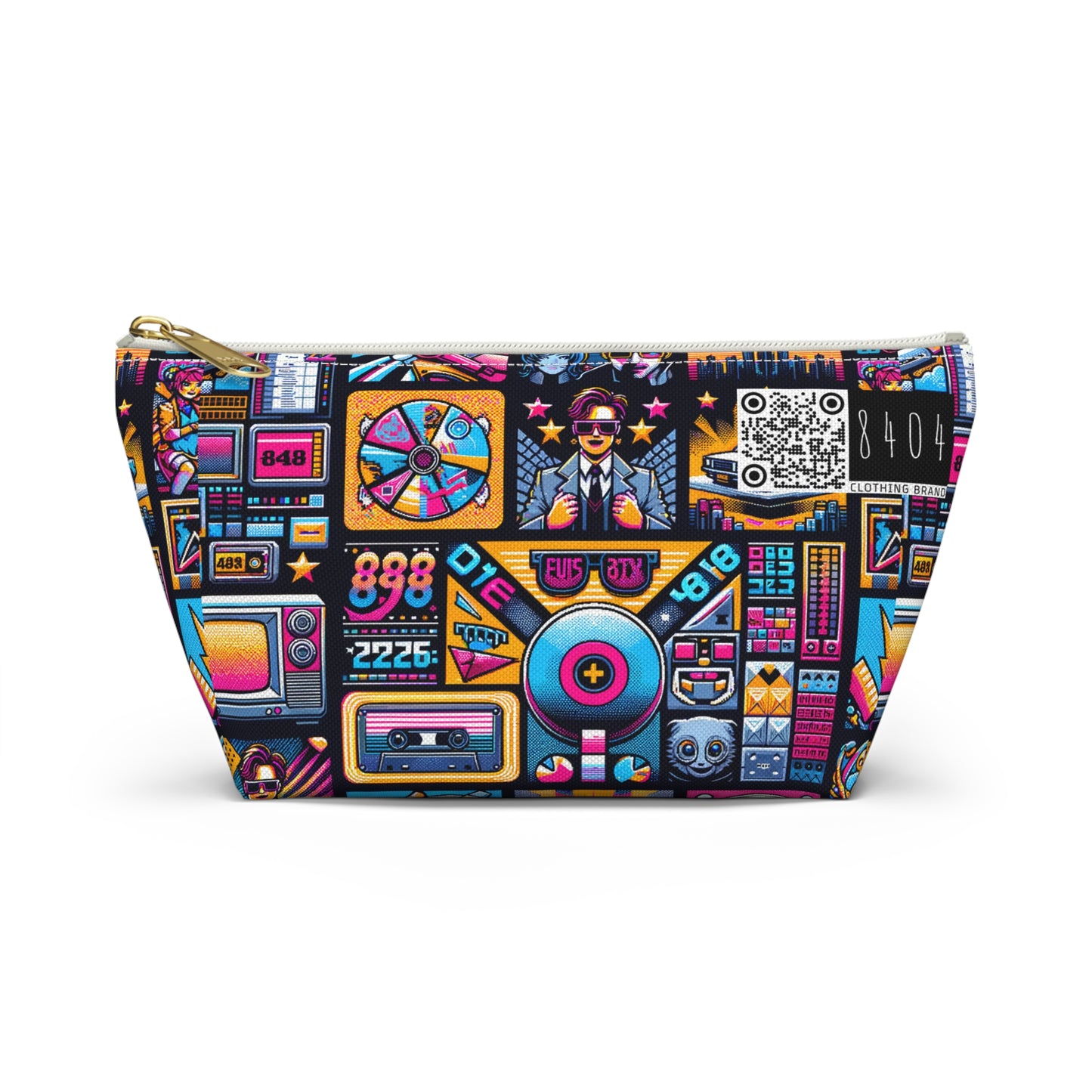 Digital Pop Culture Mashup Maximalist Pop Accessory Pouch W T-bottom - 8404 Design-52