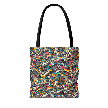 Urban Graffiti Fusion Eclectic Street Art Meets Modern Tech Culture Tote Bag - 8404 Design-55