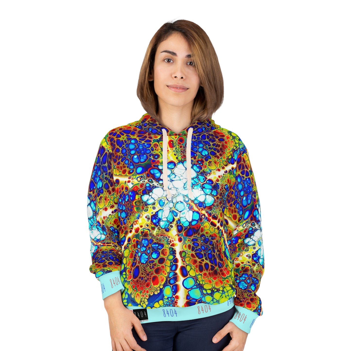 8404's Unisex Adult "Fusion Flower in Glacier Blue" Fashion Pullover Hoodie