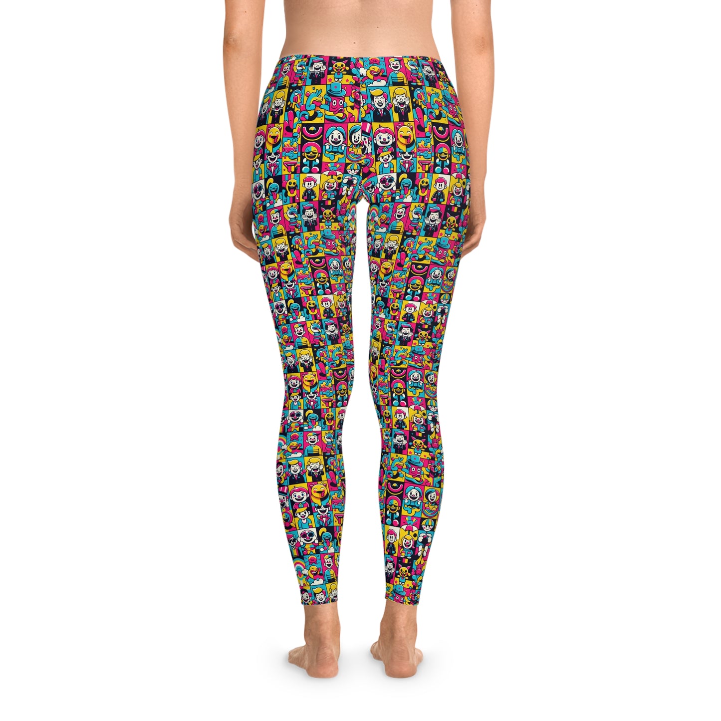 Neon Pop Playful Pop Culture Mashup Stretch Leggings - 8404 Design-60