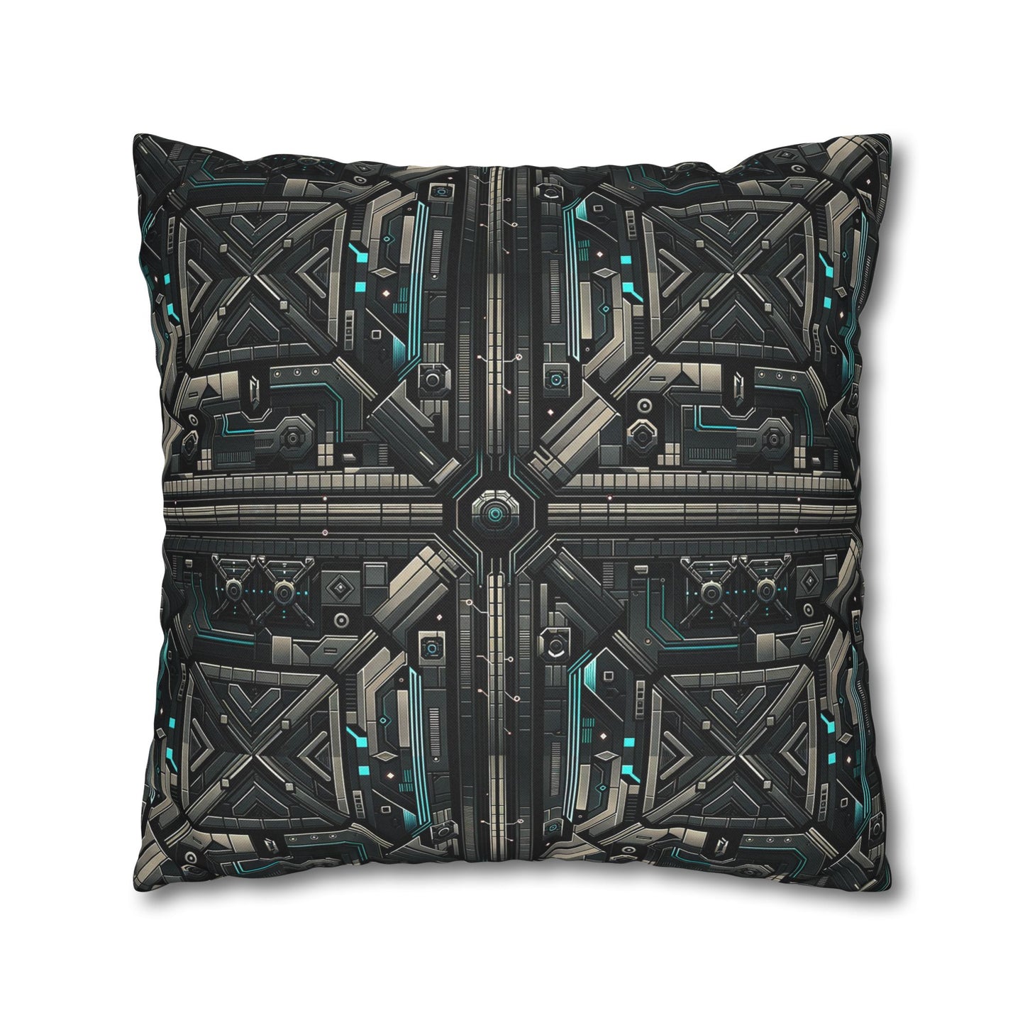 Tech Noir Futuristic Tech Aesthetic with a Dark Twist Spun Polyester Square Pillowcase - 8404 Design-59