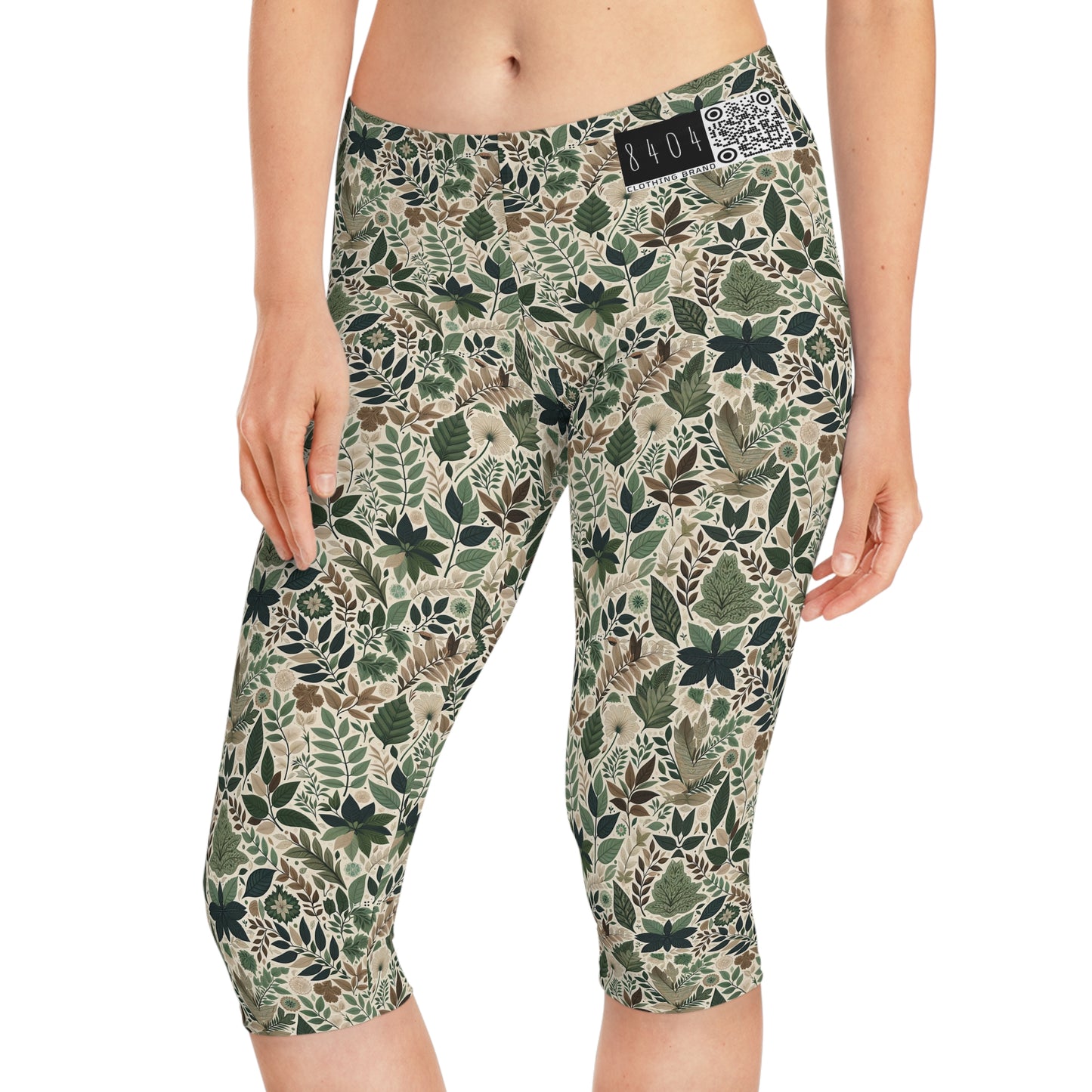 Streetwear Sustainability Environmentally Conscious Streetwear with a Natural Aesthetic Women's Capri Leggings - 8404 Design-57