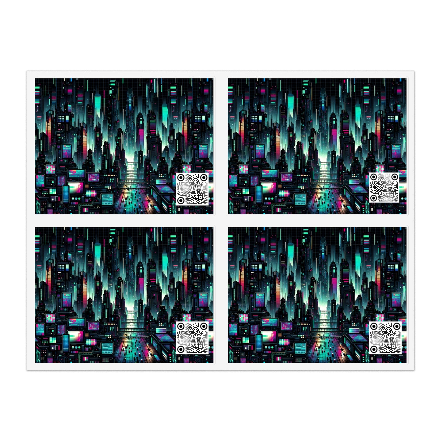 Tech Noir Graphics Cyberpunk Tech Aesthetic Sticker Sheets - 8404 Design-57