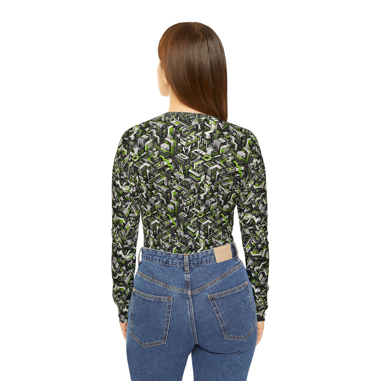 Graffiti Tech Fusion Bold Streetwear Fusion Women's Long Sleeve V-Neck Shirt - 8404 Design-53