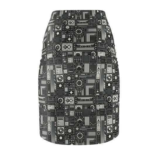 Digital Minimalism Minimalist Tech Women's Pencil Skirt - 8404 Design-62