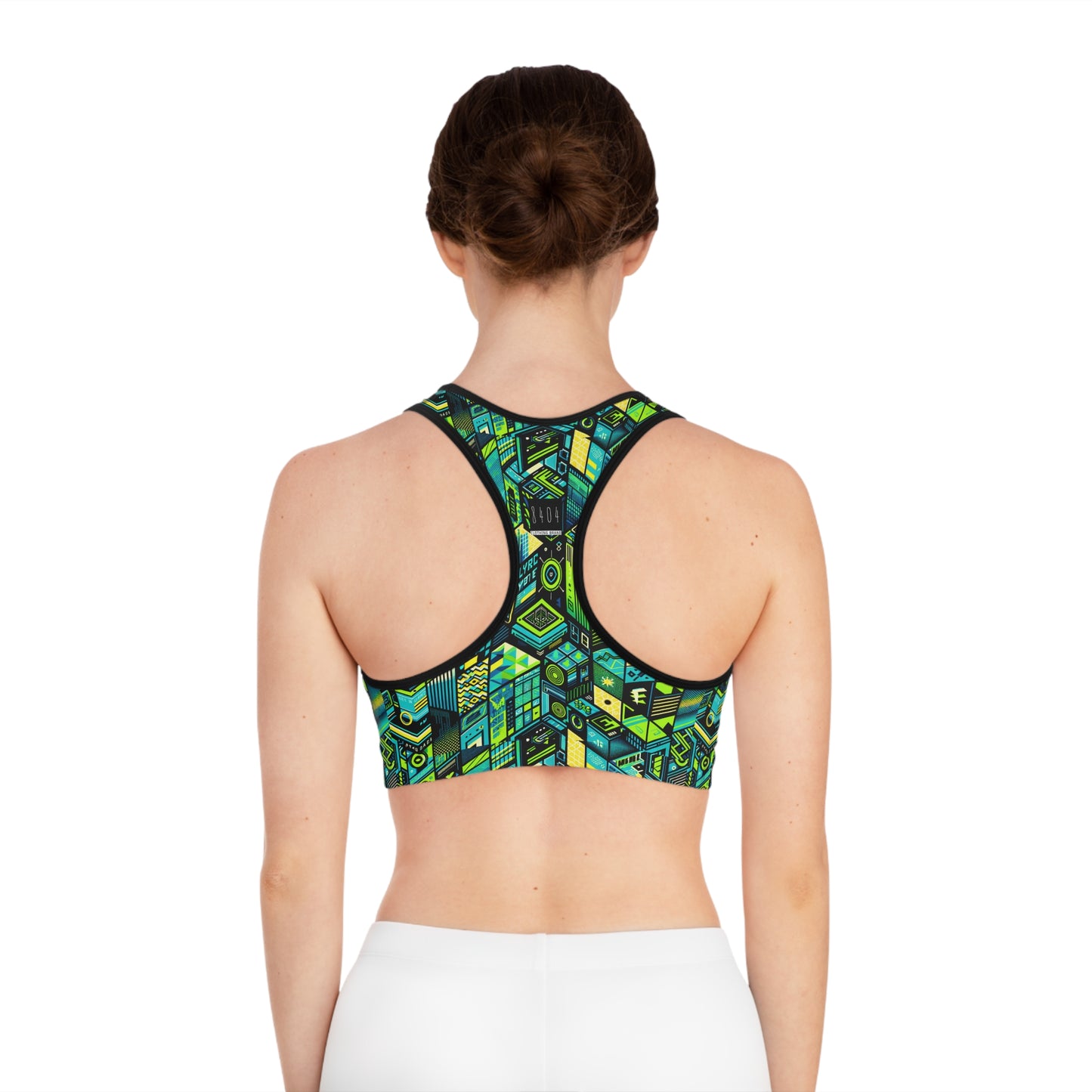 Tech-Infused Neon Tech-Forward Streetwear Sports Bra - 8404 Design-61