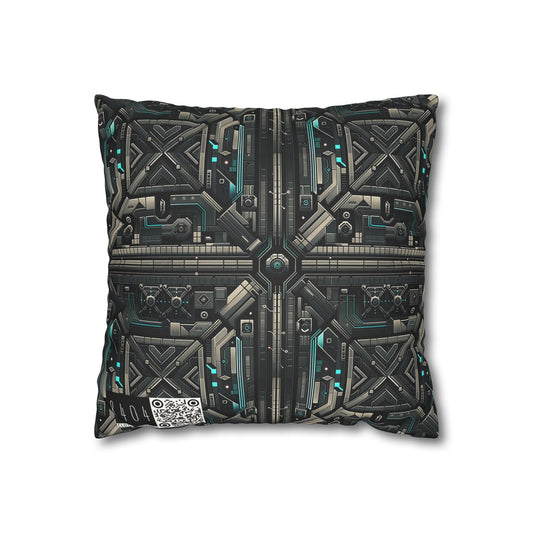 Tech Noir Futuristic Tech Aesthetic with a Dark Twist Faux Suede Square Pillowcase - 8404 Design-59