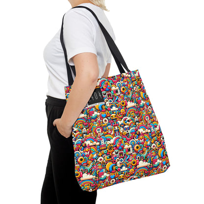 Neon Pop Playful Pop Culture Mashup Tote Bag - 8404 Design-62