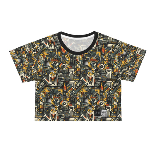Digital Punk Futuristic Grunge Crop Tee - 8404 Design-49