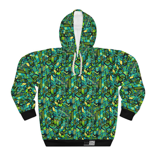 Tech-Infused Neon Tech-Forward Streetwear Pullover Hoodie - 8404 Design-61