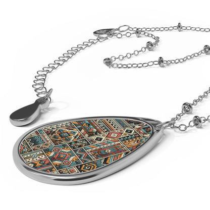 Cultural Artisanal Fusion Cultural Artisanal Streetwear Oval Necklace - 8404 Design-78
