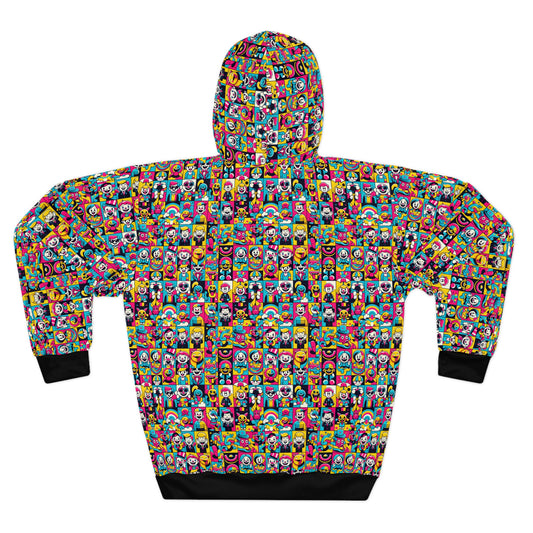 Neon Pop Playful Pop Culture Mashup Pullover Hoodie - 8404 Design-60