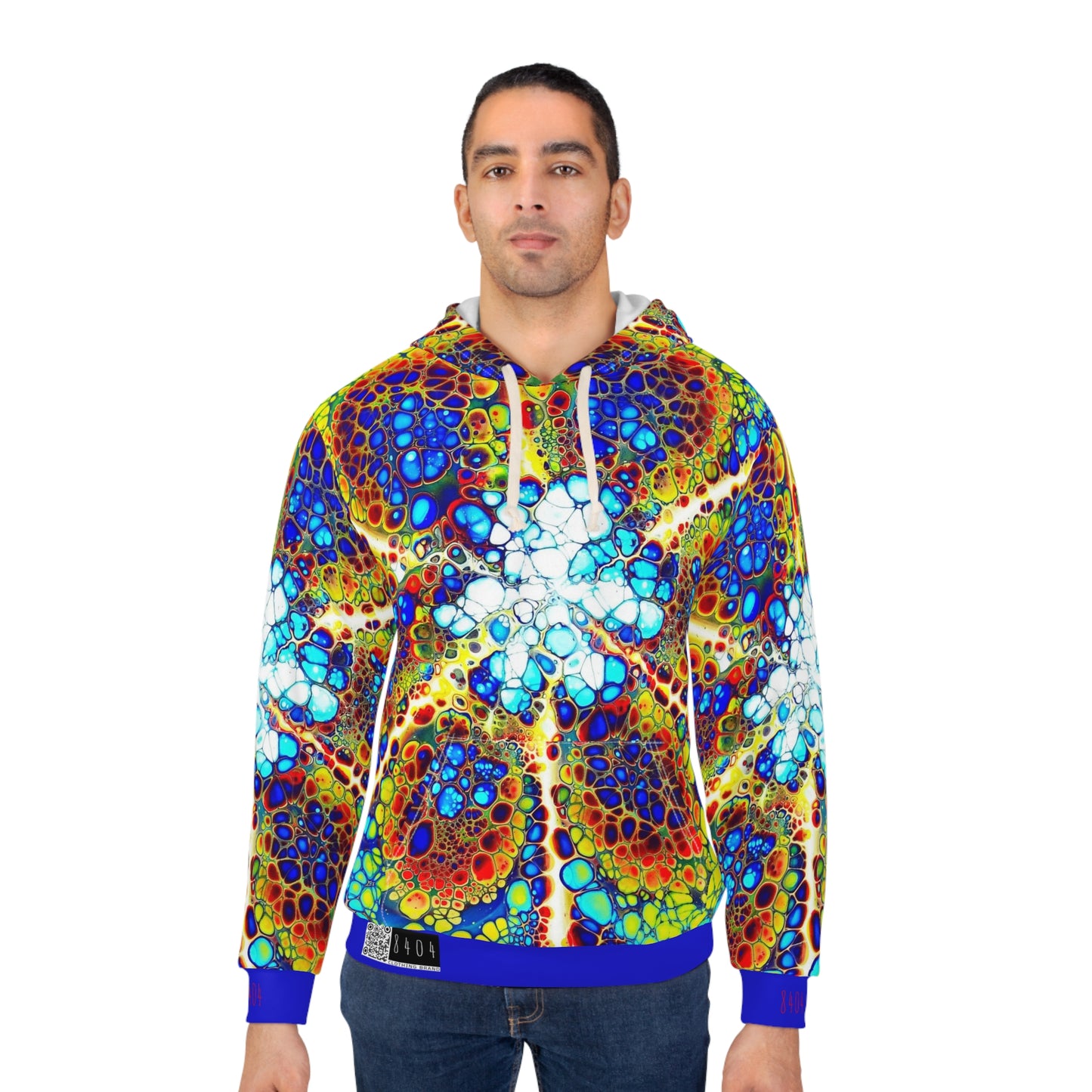 8404's Unisex Adult "Fusion Flower in Blue" Fashion Pullover Hoodie