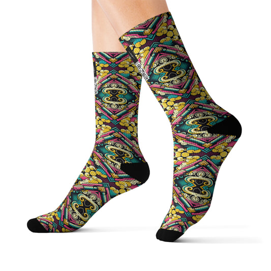 Neon Pop Art Revival Pop Culture Retro Sublimation Socks - 8404 Design-59
