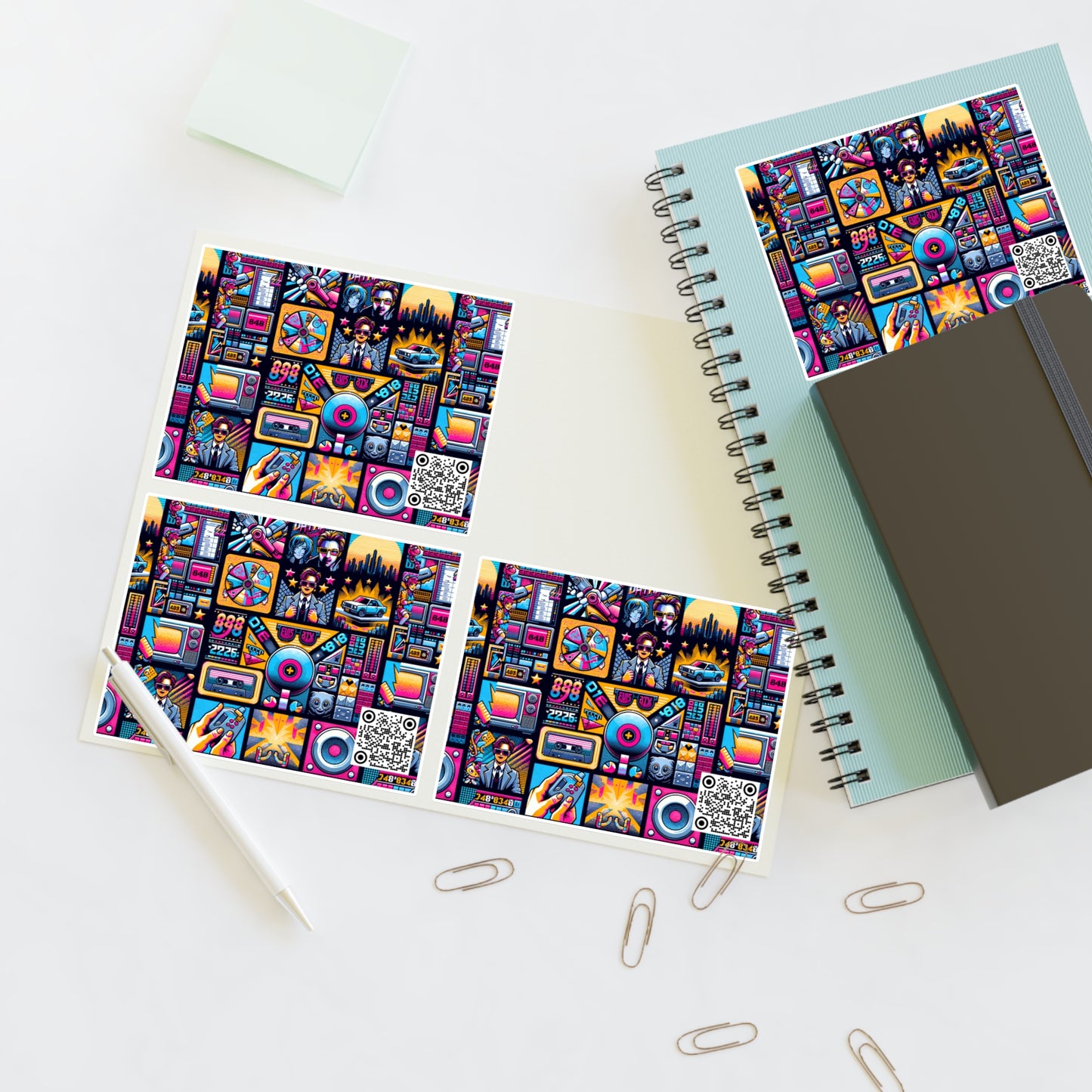 Digital Pop Culture Mashup Maximalist Pop Sticker Sheet - 8404 Design-52