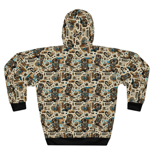 Digital Cowboy Chic Tech-Infused Western Fusion Pullover Hoodie - 8404 Design-45