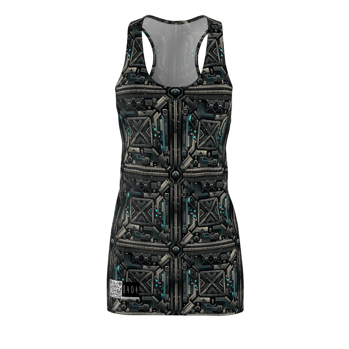 Tech Noir Futuristic Tech Aesthetic with a Dark Twist Women's Cut & Sew Racerback Dress - 8404 Design-59