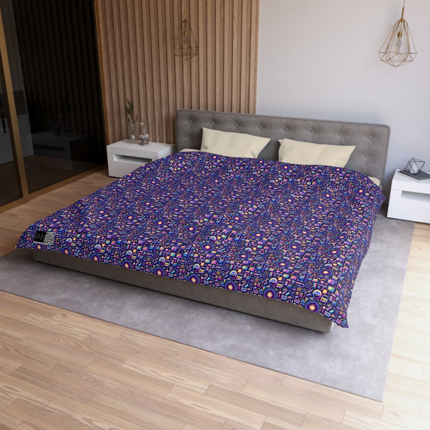 Digital Nostalgia Modern Retro Fusion Microfiber Duvet Cover - 8404 Design-64