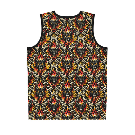 Flame Graphics Maximalist Streetwear Basketball Jersey - 8404 Design-59
