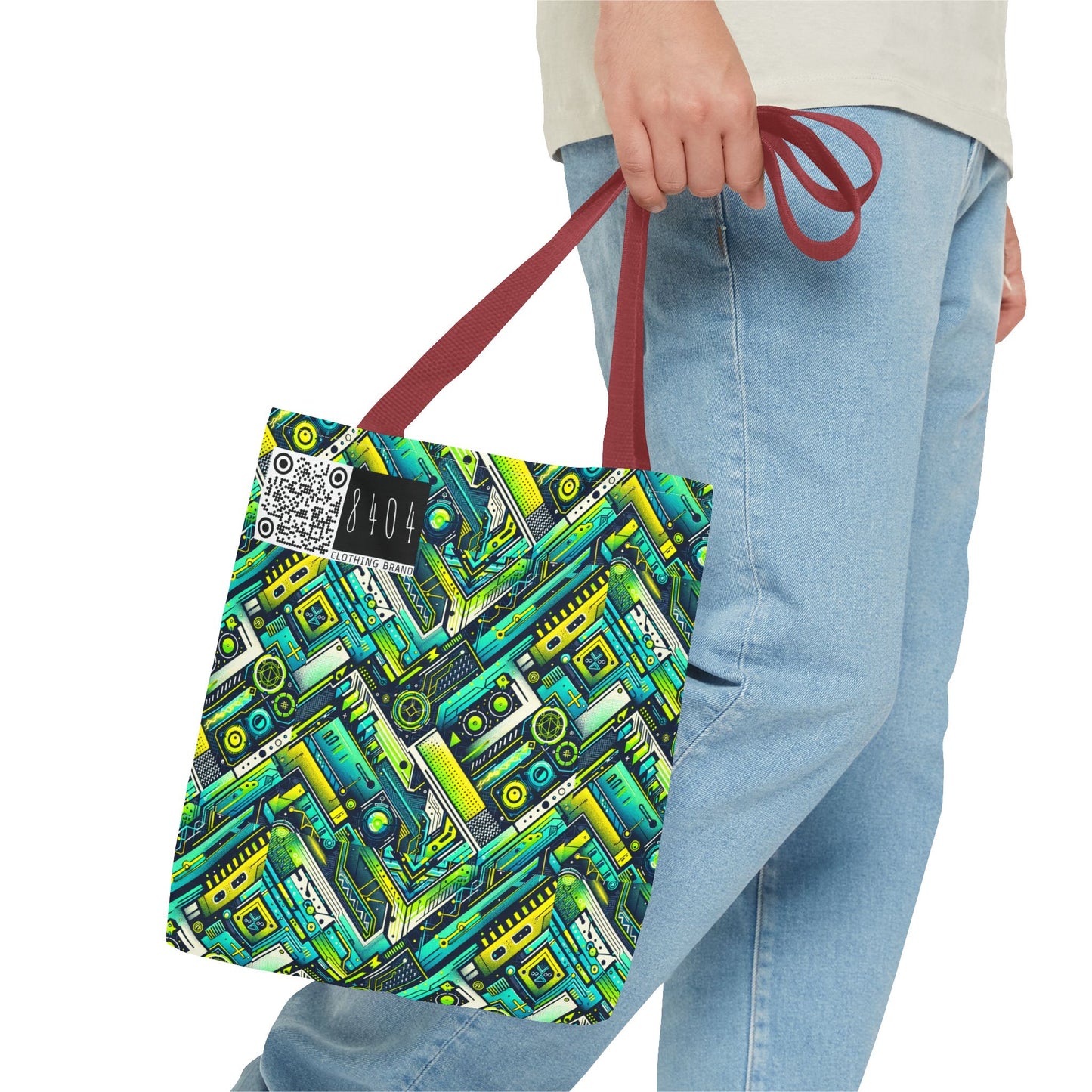 Tech-Infused Neon Tech-Forward Streetwear Tote Bag - 8404 Design-52
