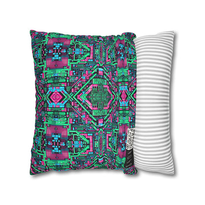 Digital Glitch Vibes Tech-Inspired Streetwear Faux Suede Square Pillowcase - 8404 Design-71