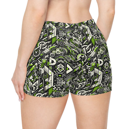 Graffiti Tech Fusion Bold Streetwear Fusion Women's Shorts - 8404 Design-59