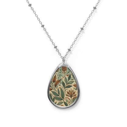 Sustainable Street Art Urban Eco-Warrior Oval Necklace - 8404 Design-63