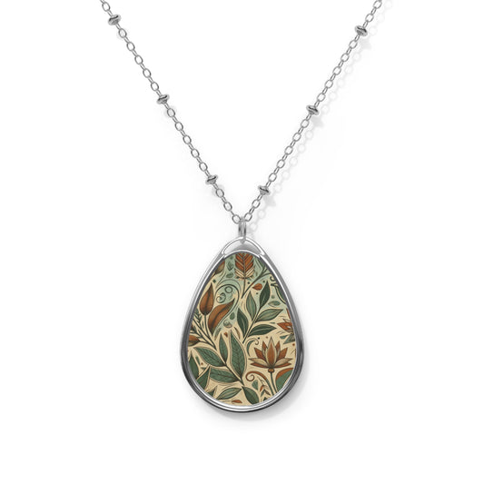 Sustainable Street Art Urban Eco-Warrior Oval Necklace - 8404 Design-63