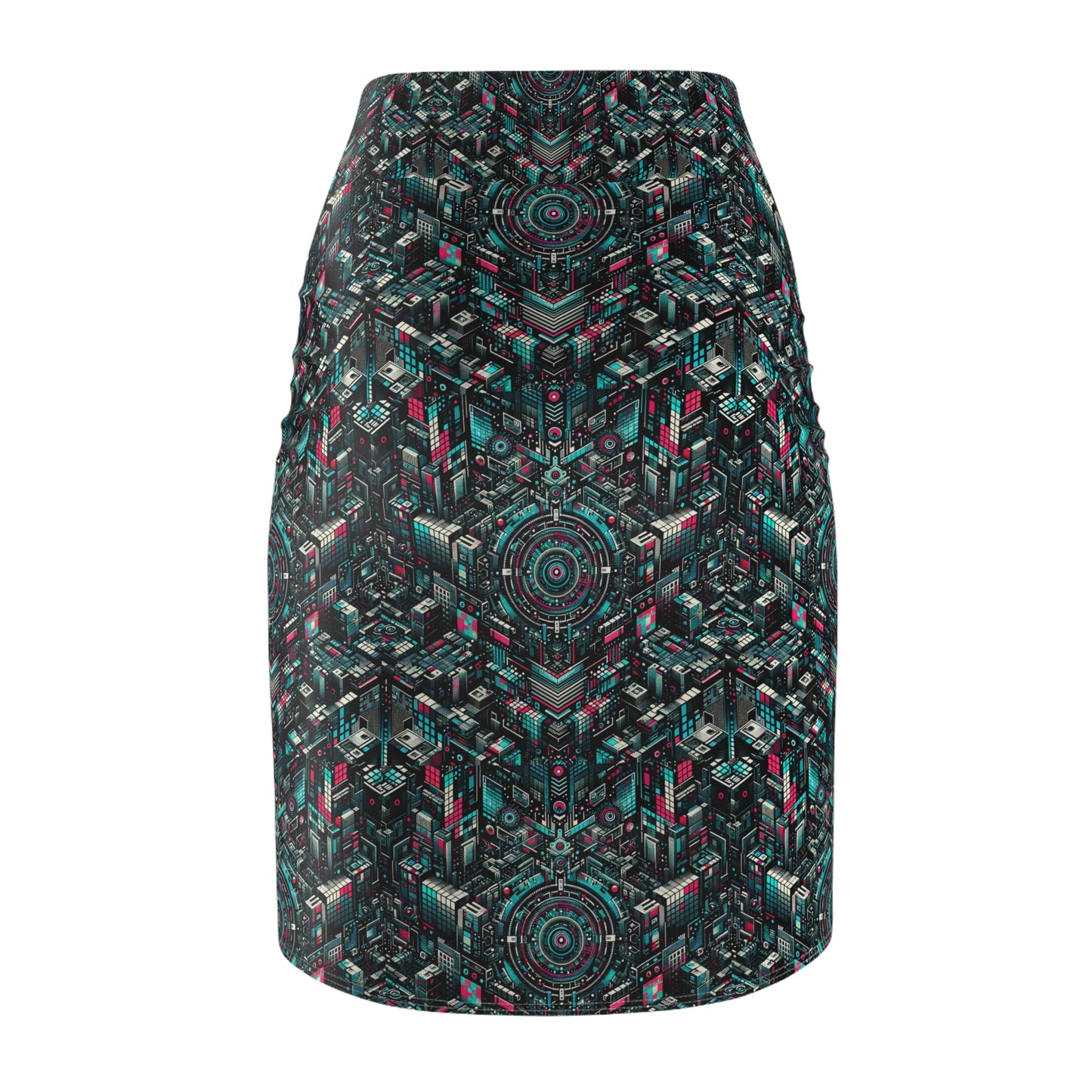 Digital Rebellion Tech-Inspired Streetwear Women's Pencil Skirt - 8404 Design-54