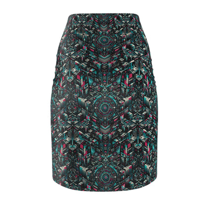 Digital Rebellion Tech-Inspired Streetwear Women's Pencil Skirt - 8404 Design-54