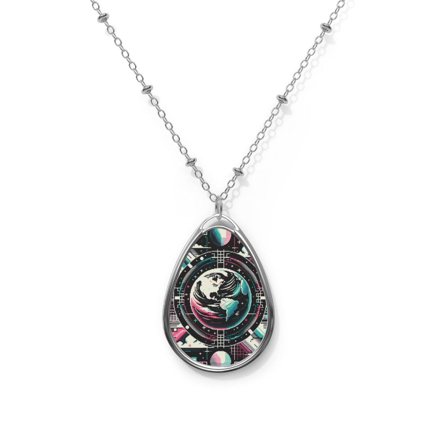 Digital Artistry Digital-native Streetwear Oval Necklace - 8404 Design-62