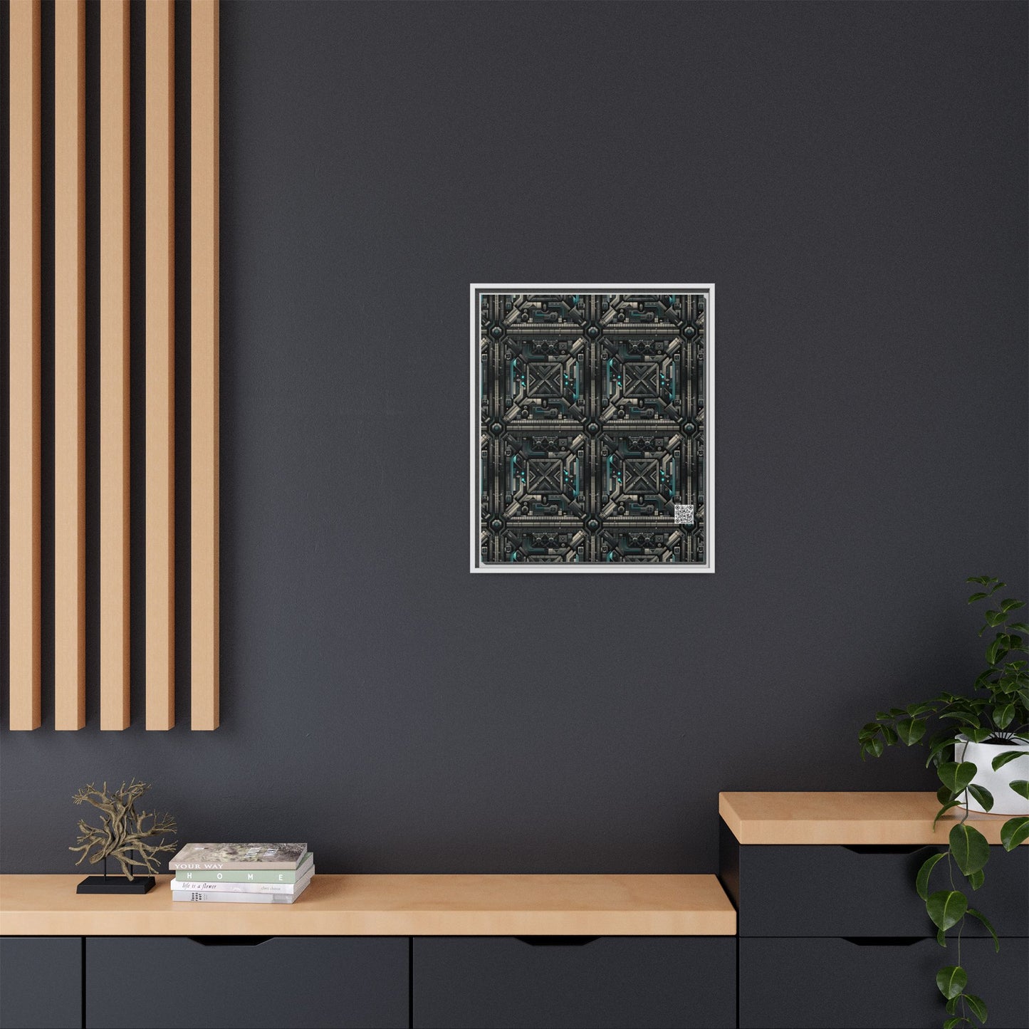Tech Noir Futuristic Tech Aesthetic with a Dark Twist Matte Canvas, Framed (multi-color) - 8404 Design-59 B