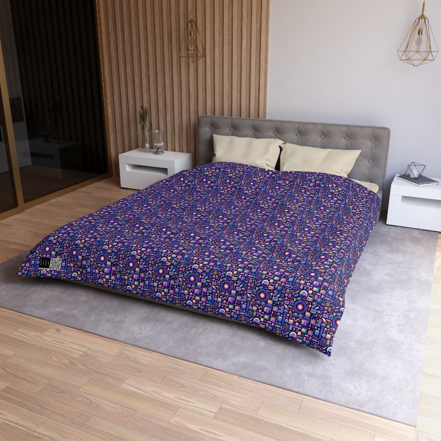 Digital Nostalgia Modern Retro Fusion Microfiber Duvet Cover - 8404 Design-64