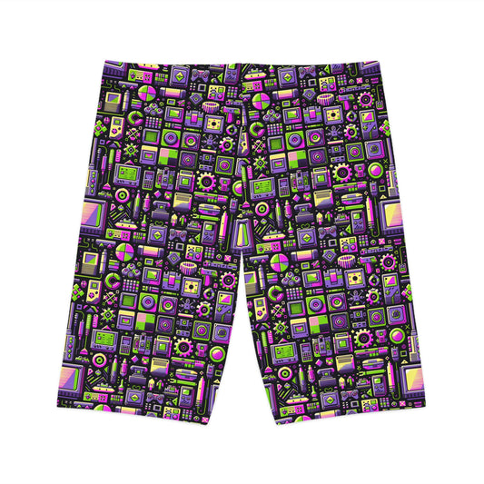 Digital Nostalgia Remix Modern Vintage Fusion Women's Bike Shorts - 8404 Design-67