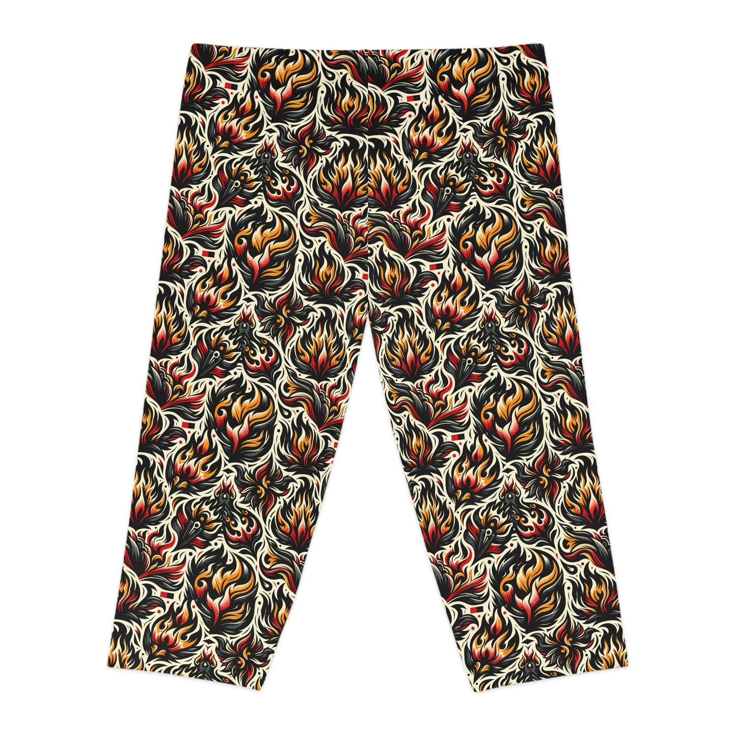 Fire & Flames Bold Streetwear Statement Women's Capri Leggings - 8404 Design-57