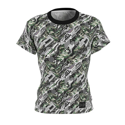 Tech Camo Fusion Tech-Forward Streetwear With a Futuristic Edge Women's Cut & Sew Tee - 8404 Design-46