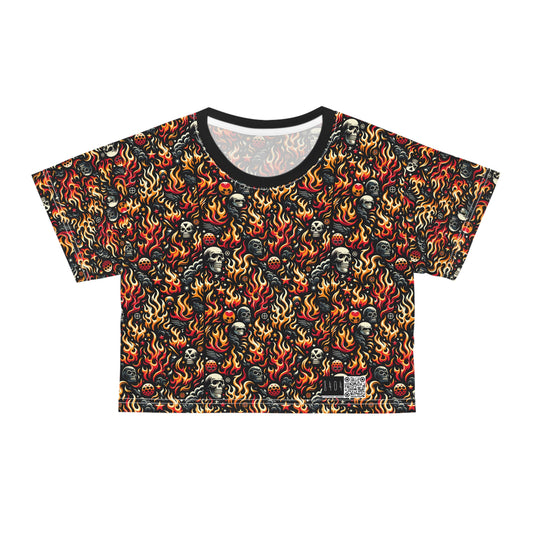 Flame Graphics Maximalist Streetwear Crop Tee - 8404 Design-76