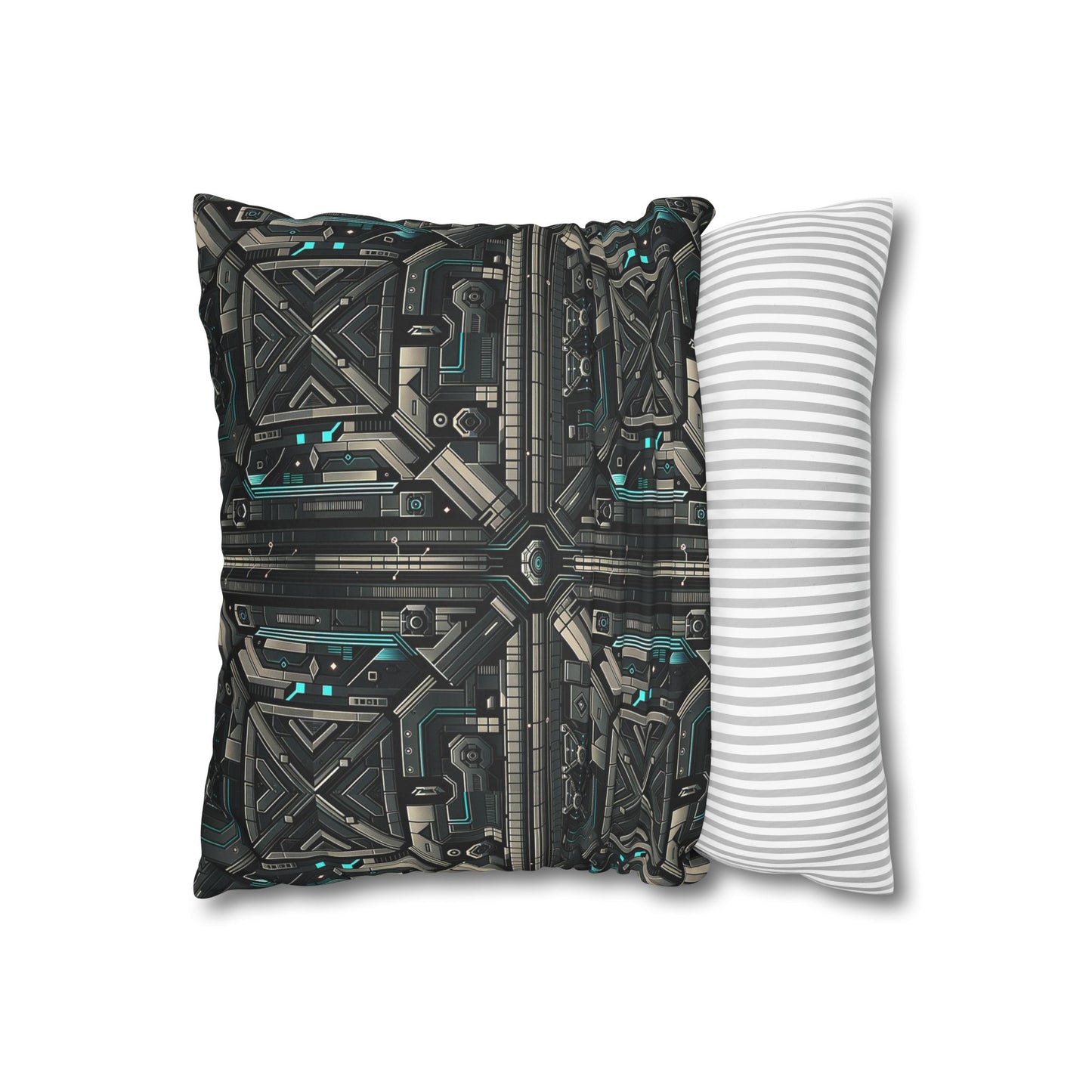 Tech Noir Futuristic Tech Aesthetic with a Dark Twist Faux Suede Square Pillowcase - 8404 Design-59